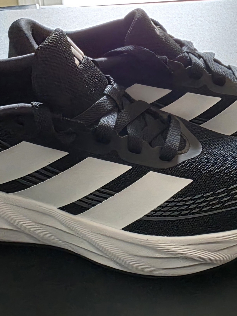 Adidas Boy's Black and White Athletic Running Shoes